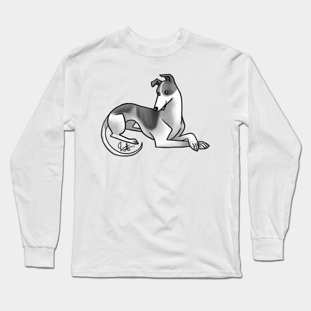 Dog - Greyhound - Black and White Long Sleeve T-Shirt by Jen's Dogs Custom Gifts and Designs